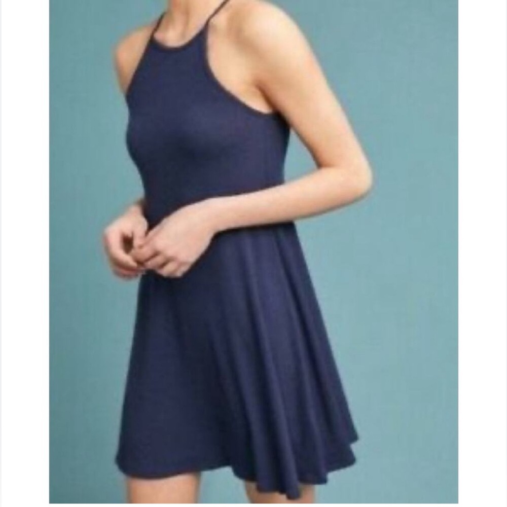 Anthro Saturday Sunday Navy Blue Ribbed Sleeveless Swingy Dress
